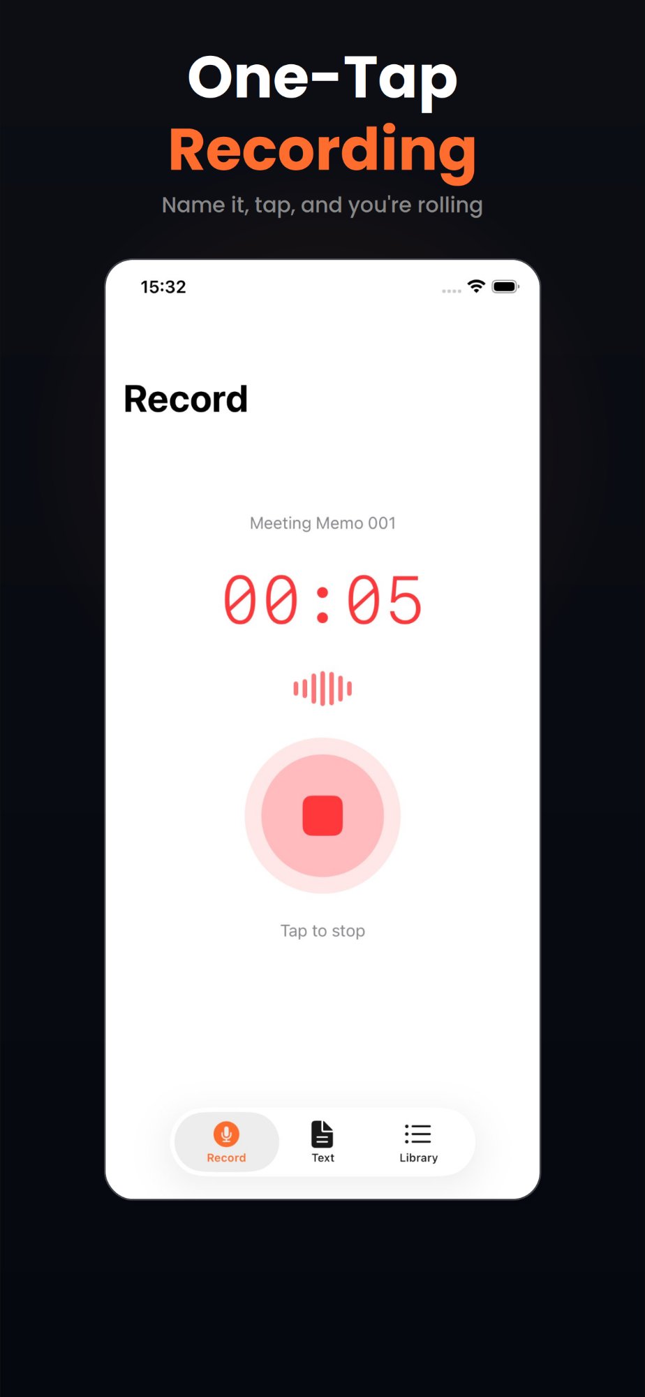 One-tap recording screen